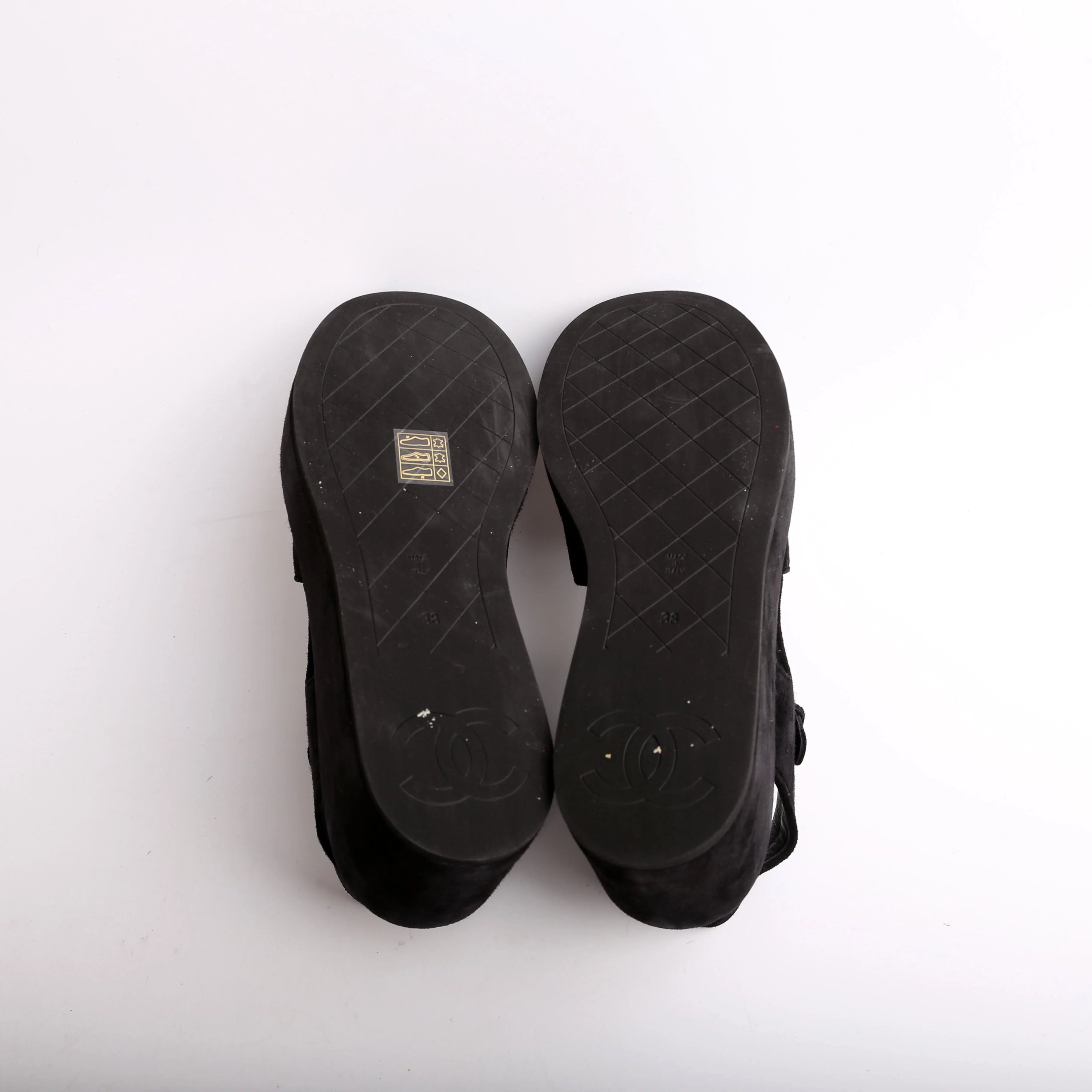 Channel Suede CC Plat Form Sandals Size 38