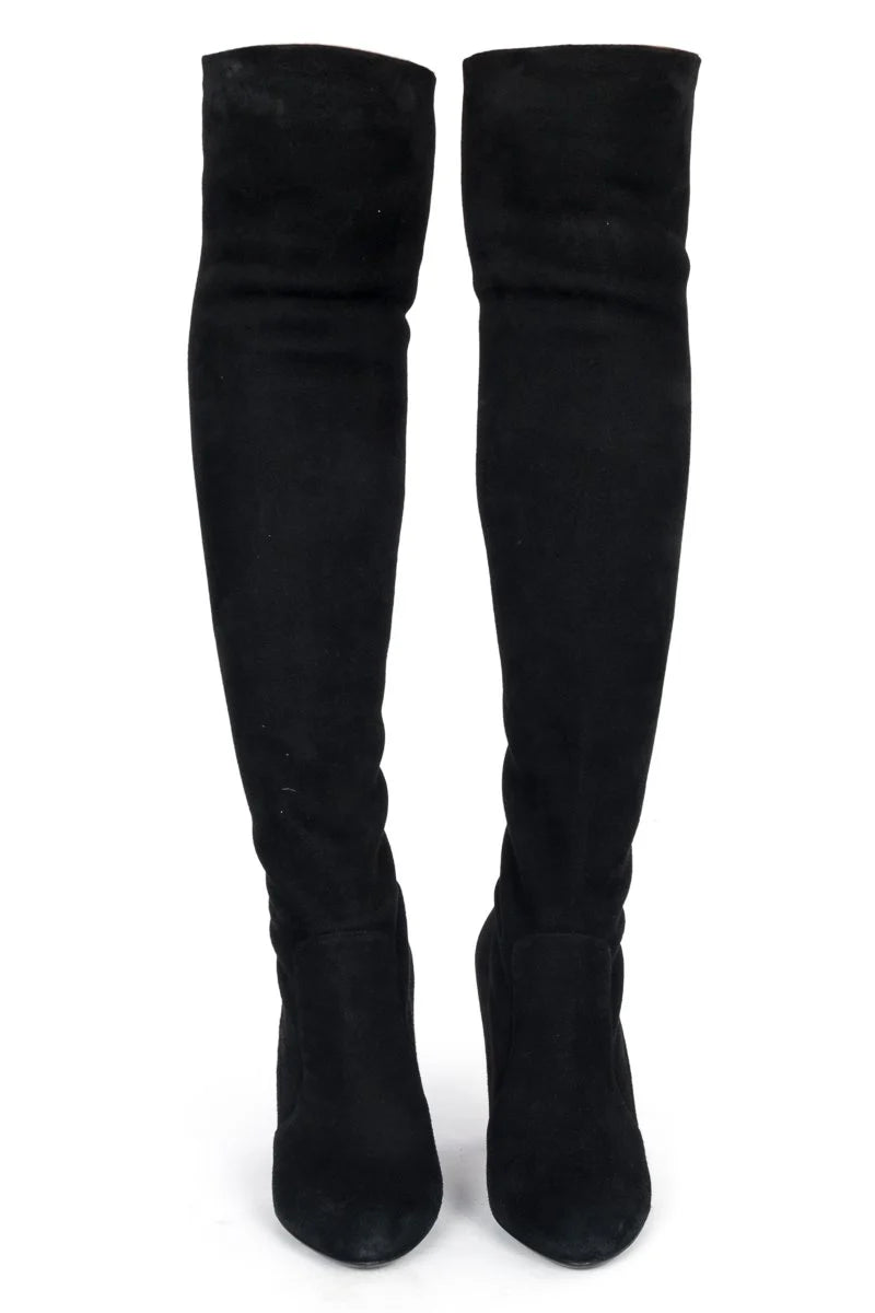Christian Dior Black Suede Over the Knee Boots