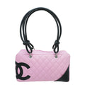 Channel Cambon Ligne Bowler Bag Pink/Black