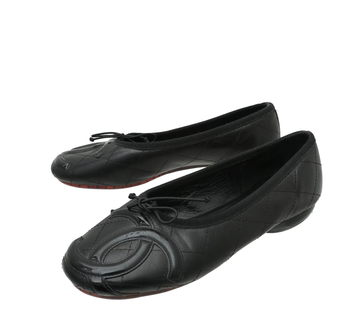 Channel Black CC Ligne Cambon Ballerina Flats 34