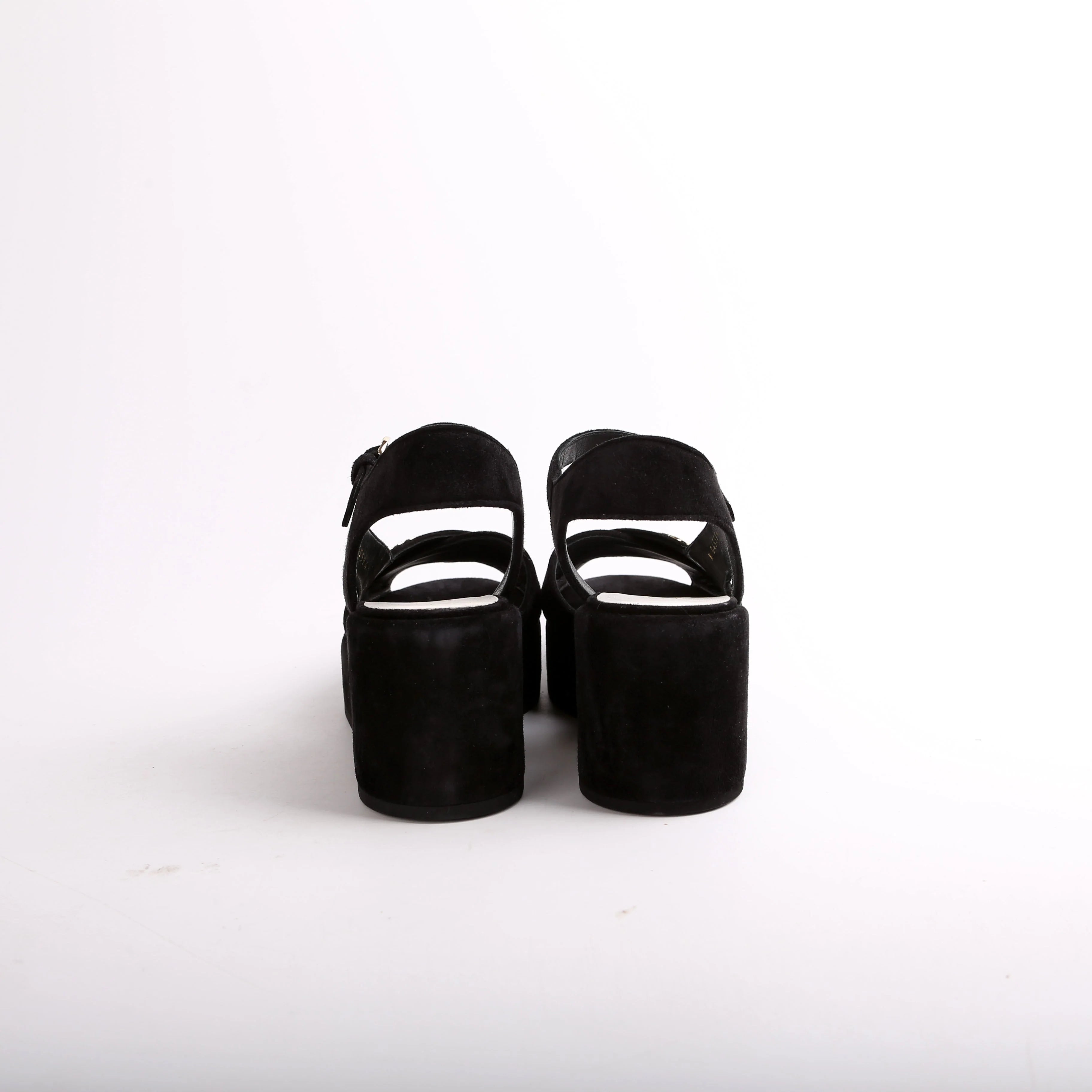 Channel Suede CC Plat Form Sandals Size 38